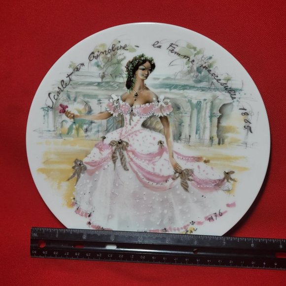 VTG 1976 D’Arceau Limoges Collectors Plate Scarlet En Crinoline La Femme inacces - Picture 8 of 10
